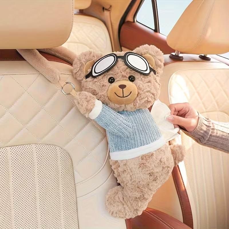 Souta Cute Plush Bear Car Seat Back Tissue Holder