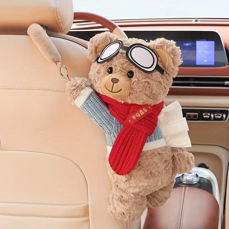 Souta Cute Plush Bear Car Seat Back Tissue Holder