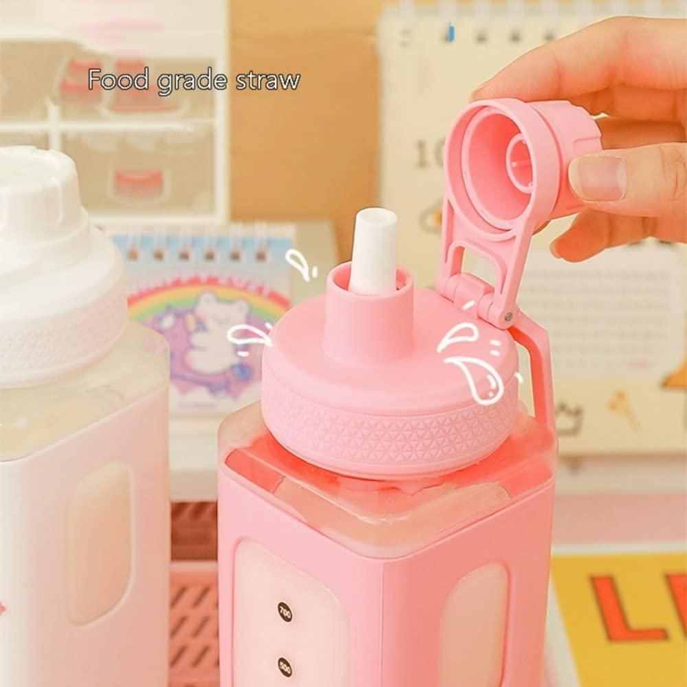 Kawaii Water Bottle with Lid and Straw (700ml )