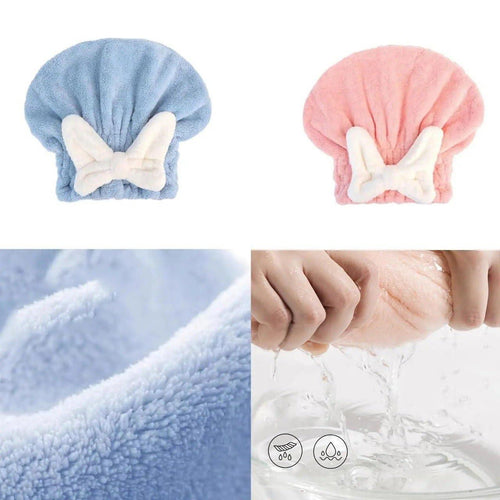Ami Super Absorbent Microfiber Hair Towel Wrap with Cute Bow-Knot