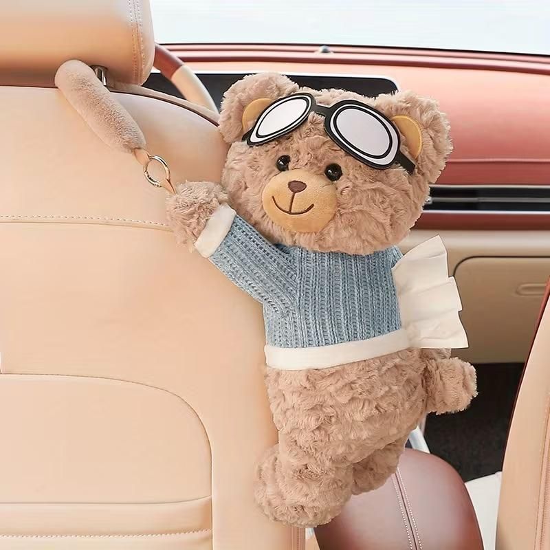 Souta Cute Plush Bear Car Seat Back Tissue Holder
