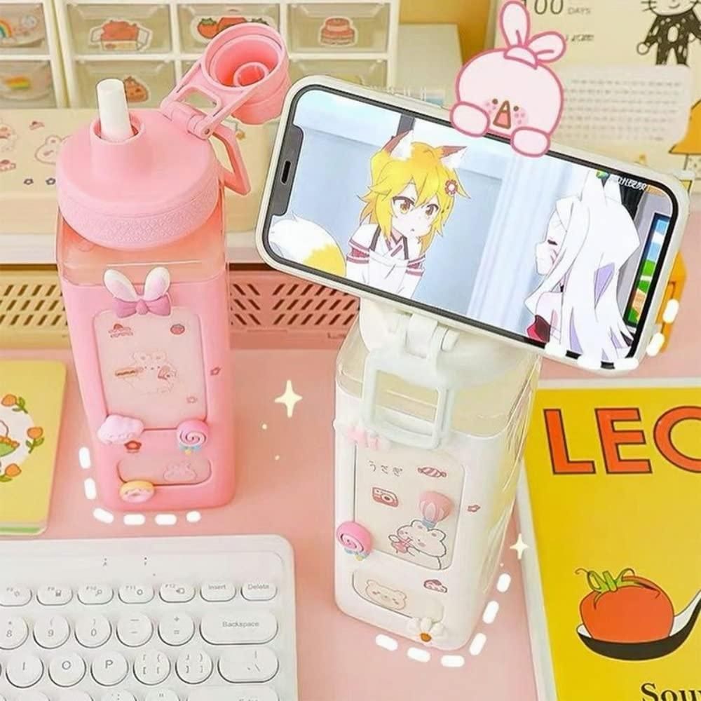 Kawaii Water Bottle with Lid and Straw (700ml )