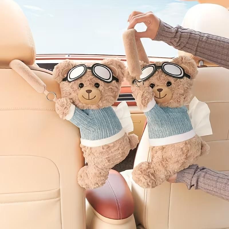 Souta Cute Plush Bear Car Seat Back Tissue Holder