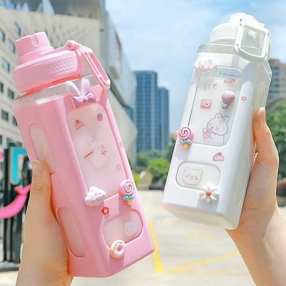 Kawaii Water Bottle with Lid and Straw (700ml )