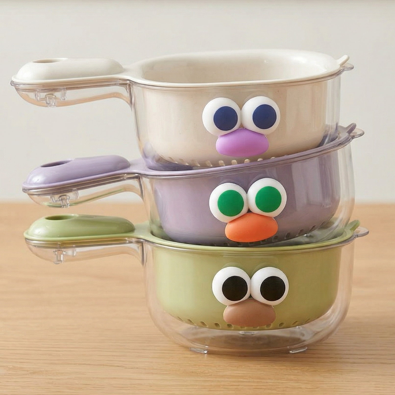 Strainer Dual-Layer Veggie & Fruit Draining Basket with Handle